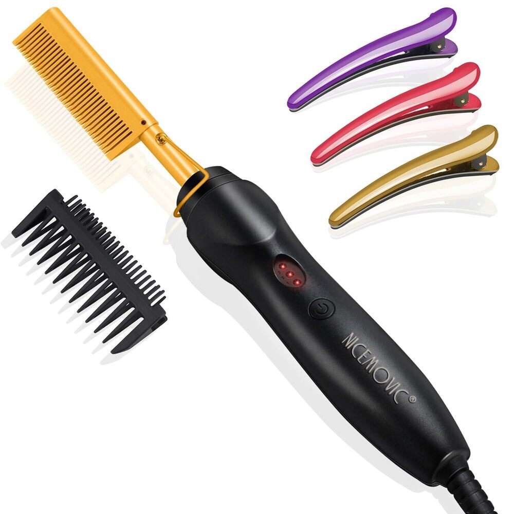 Ceramic Heating Hair Straightener Comb - Hot Pressing Brush for